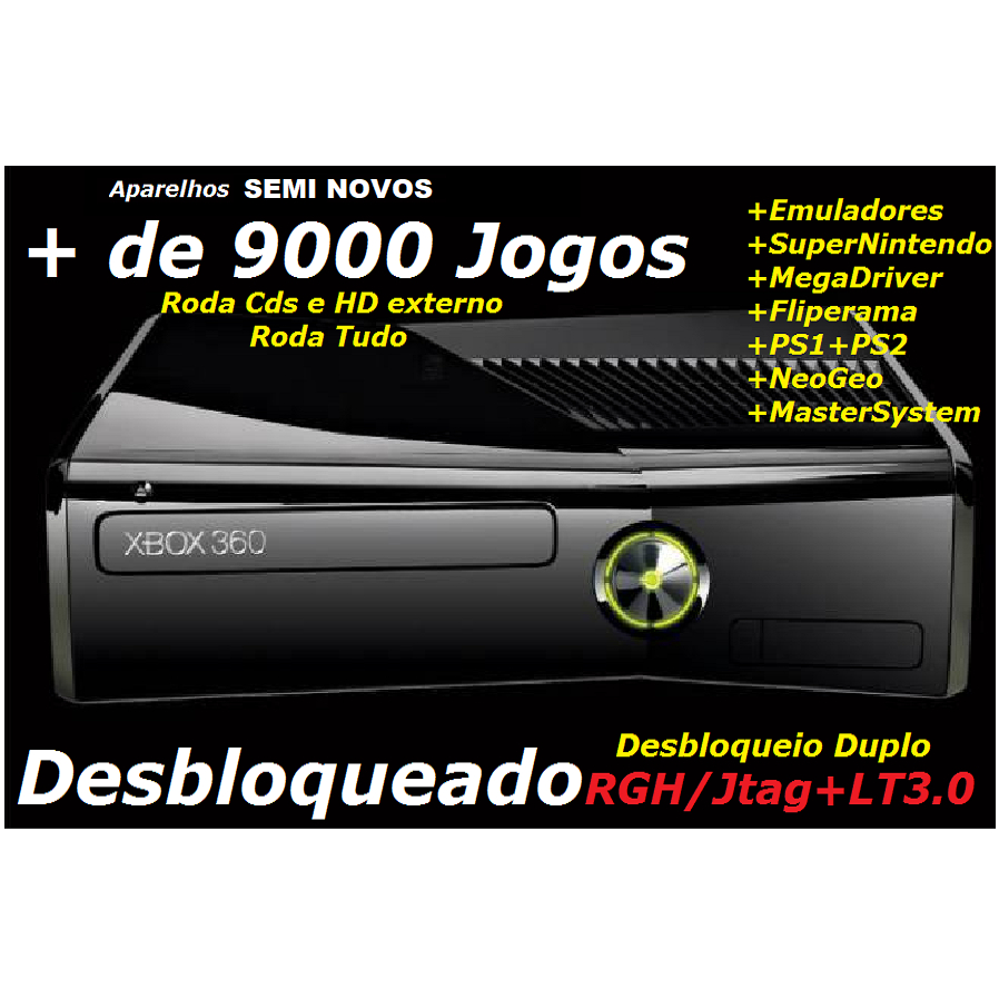 Xbox 360 Desbloqueado HD 1TB +d 9500 Jogos a Escolha