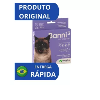 Banni 3 Gatos até 7,5kg 0,90ml Vermes Pulgas Sarna Piolho - Ourofino Pet