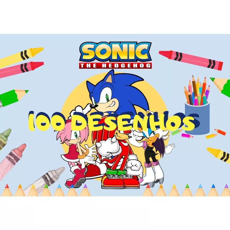50 Desenhos Para Pintar E Colorir Sonic - Folha A4 Inteira! 1 Por