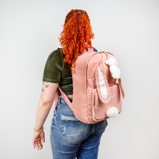 Mochila Feminina Estilo Coreano Com Chaveiro Bolsa Escolar Notebook Espaçosa