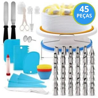 Kit Jogo De Bicos Inox E Saco Com 35 Peças Confeitar Bolo Profissional