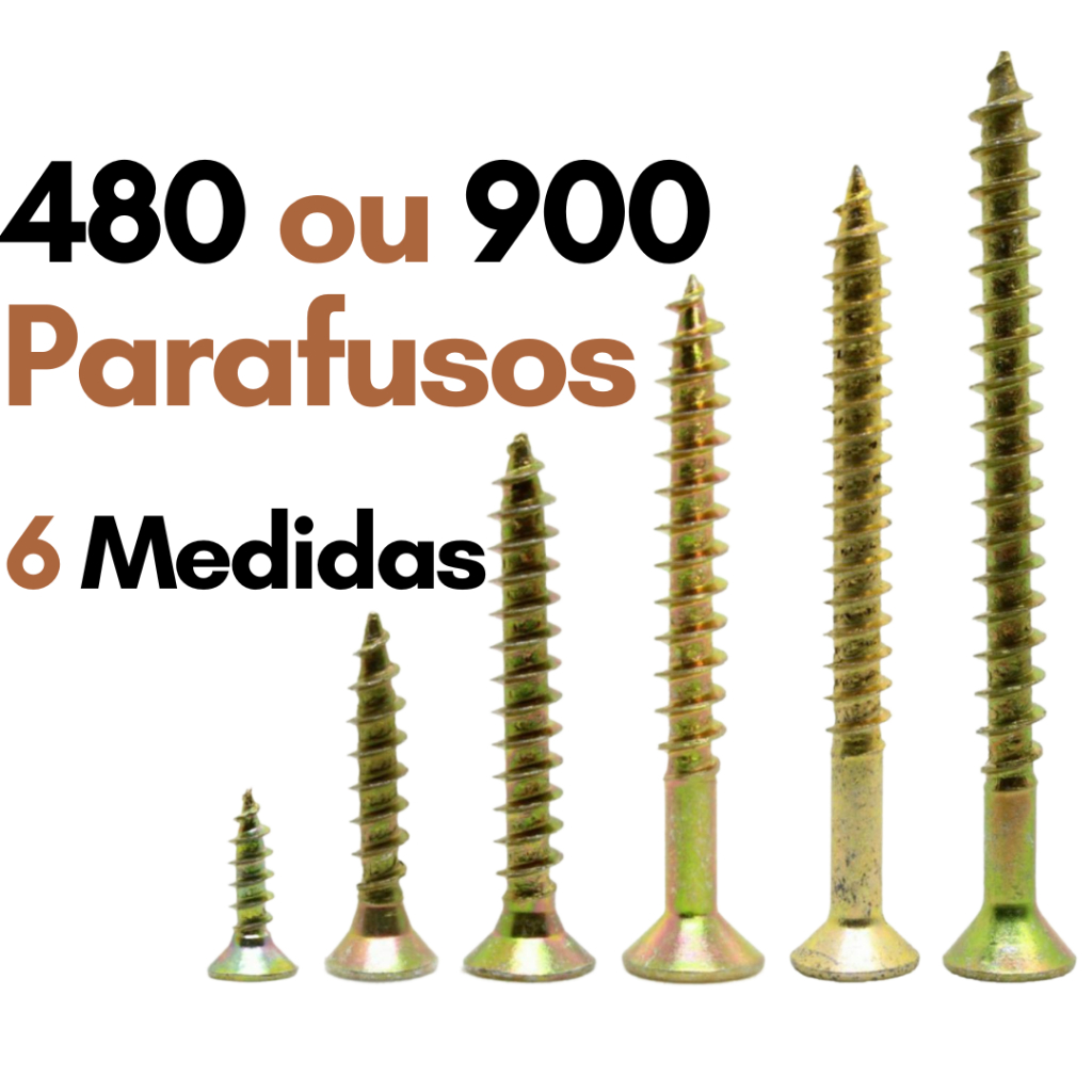 Kit Parafuso para Madeira Philips com 480 ou 900 Peças Parafusos 3,5 - 4,0 para MDF 14 - 20 - 25 - 30 - 35 - 40 - 50