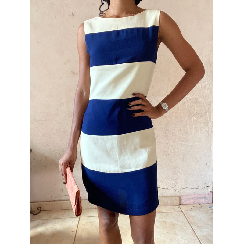 Vestido Tubinho Curto Alfaiataria Azul Marinho
