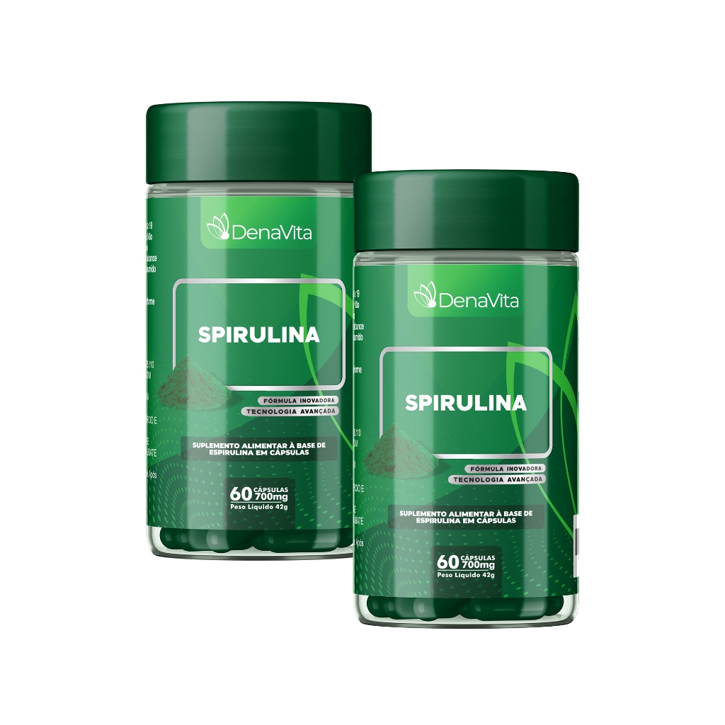 Kit 2x Spirulina 400mg Fonte de Proteínas, Vitamina B, Selênio
