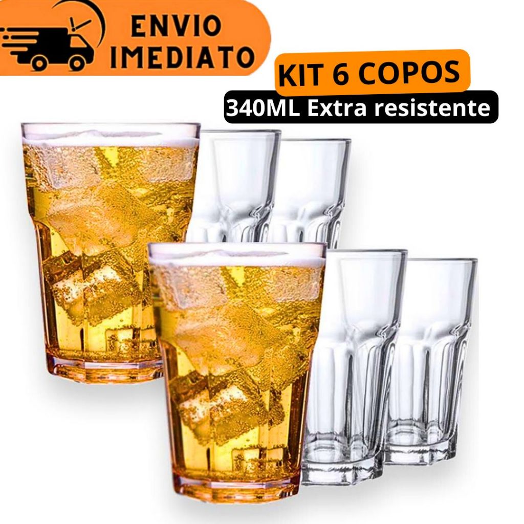 Copos 340 ML Jade Vidro Grosso E Resistente 6 Unidades em Promoção na  Americanas