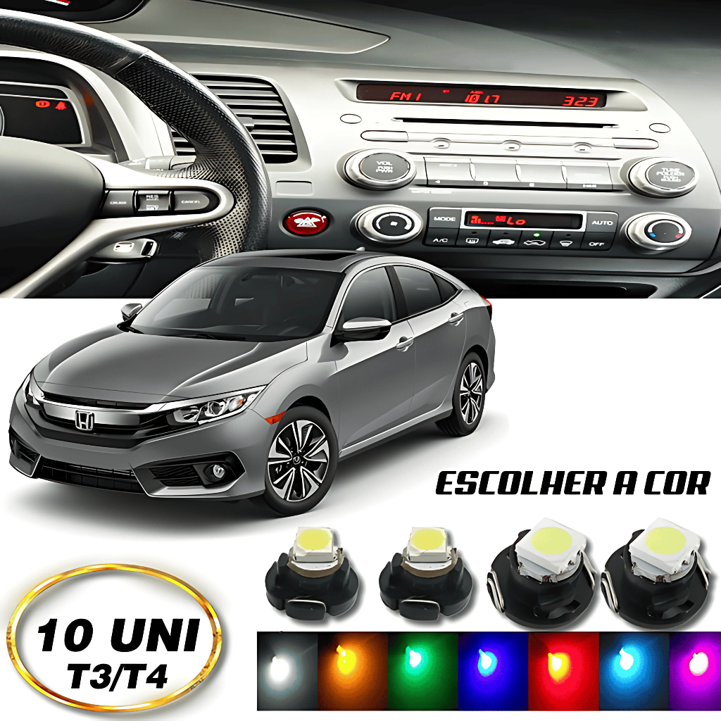 Kit New Civic Lâmpadas Led Painel 10 Peças