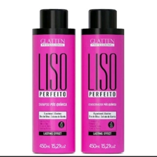 kit Pós Química liso Perfeito Shampoo e condionador 450Ml glatten