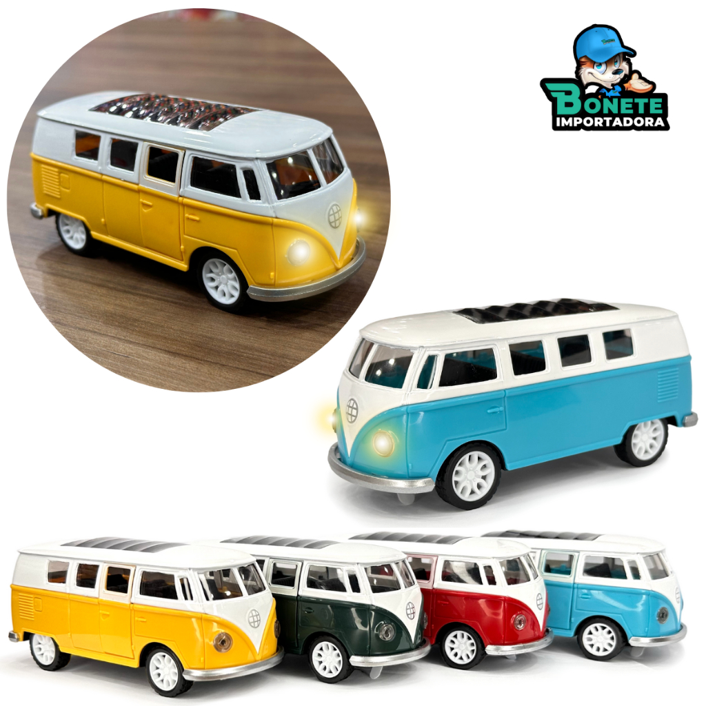 Carrinho Volkswagen Kombi Brinquedo tamanho Escala Com Aberturas de Portas