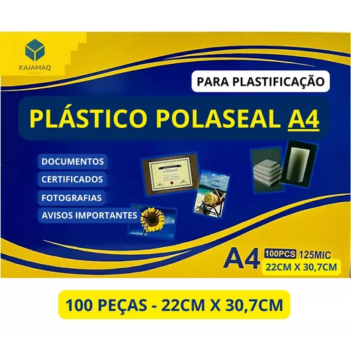 Polaseal A4 0.10 - Plástico para Plastificação 220x307x0,10mm 100fls