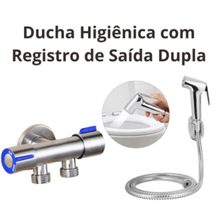 Ducha Higiênica Registro Aço Inox Super Luxo com Derivação 2 Saídas Independentes