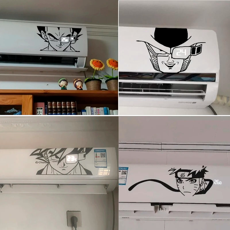 Anime Dragon Ball Goku Vegeta Naruto Adesivos de parede Ar condicionado Adesivos Impermeáveis Cartazes Decoração do quarto