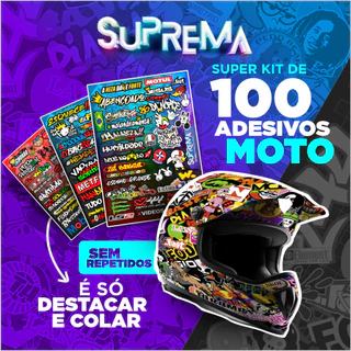 Adesivo para Moto - Kit 3 Cartelas - 100 adesivos moto - Adesivo para Bike - Cod. Kit M123