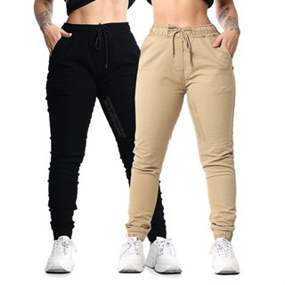 Calça jogger feminina jeans hot sale preta