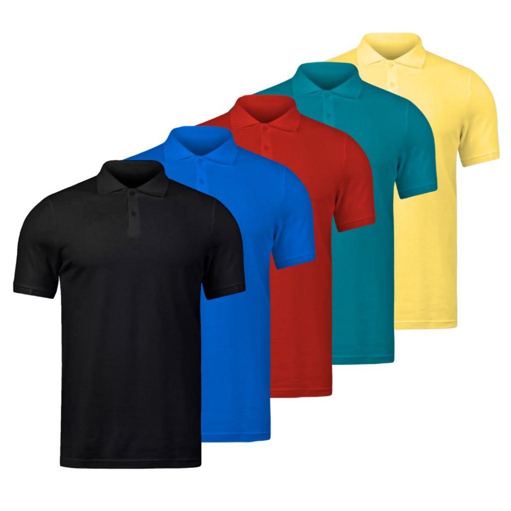 Kit 5 Camiseta Gola Polo Masculino Malha Piquet