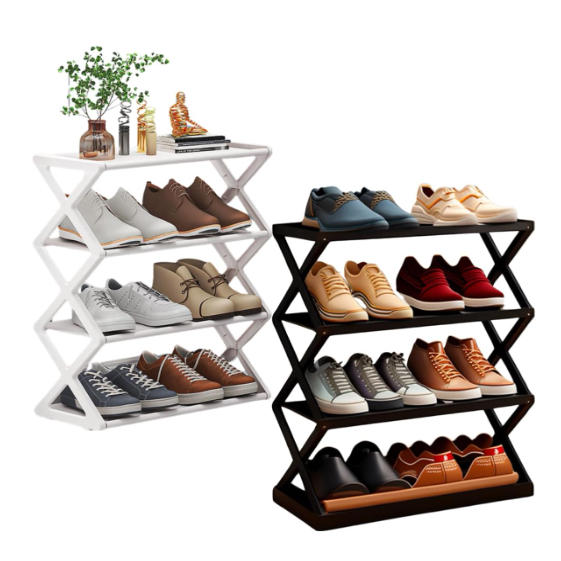 Sapateira Vertical Multiuso de Qualidade 4 Andares Desmontável de Plástico Organizador Para Sapatos