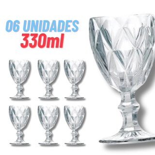Jogo 6 Taças Vidro Diamond Transparente kit 6 Taças
