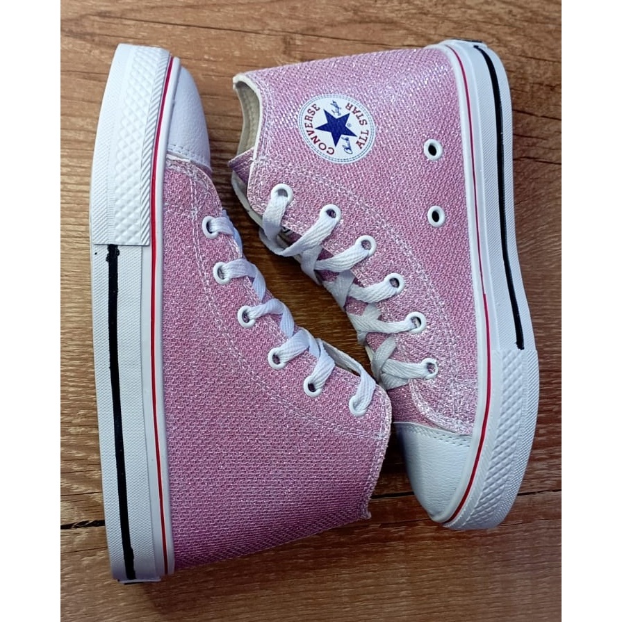 oferta !! Bota All star Feminino Rosa glitter Infantil Cano alto ( 30 e ...