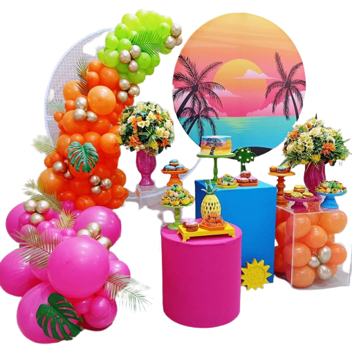 Summer Pool Party Balloon Garland Arch Kit, azul, laranja, amarelo