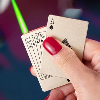 Acendedor Baralho Recarregável Luxo Chama Verde Poker Multiuso Vários Modelos Envio Imediato