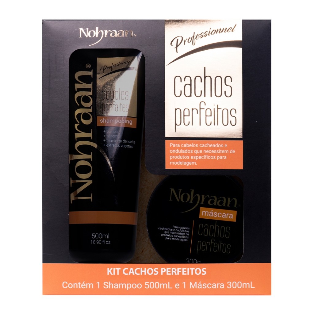 Kit Cachos Perfeitos - Nohraan Profissional | Shampoo 500ml + Máscara 300ml
