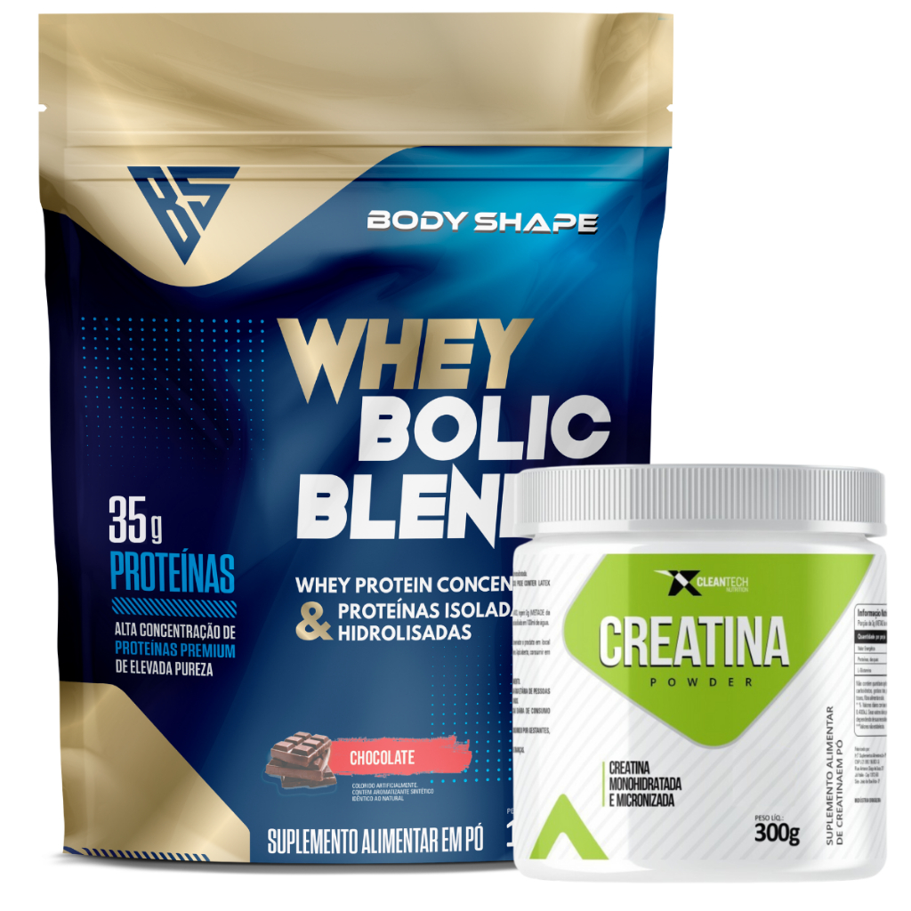 Whey Protein 1.8kg Refil + Creatina 300g – Clean Tech