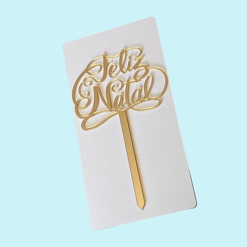 Topper Feliz Natal Ref:228,topo para bolo,Topper em acrílico