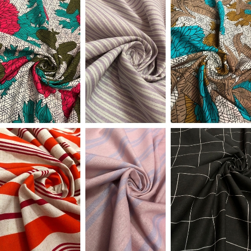 Tecido Linho Estampado Floral Listrado Listra Xadrez com Viscose Colorido 1 metro ( 1 x 1,40 )