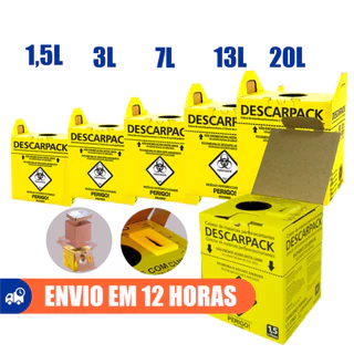 Caixa Coletora 1,5L 3L 7L 13L 20L Material Perfurocortante Descarpack