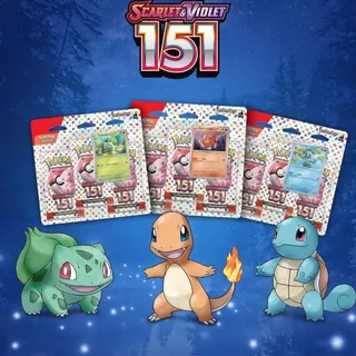 Triple Pack Pokémon 151 Bulbasaur Charmander E Squirtle TCG Copag