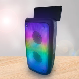 Caixa de Som Bluetooth Portátil Média Com iluminação RGB Fm Aux Usb Sb Mic P10