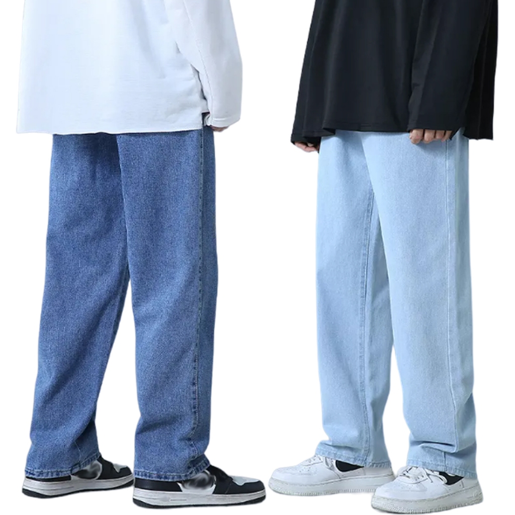 Kit 2 Calças Jeans Masculinas Larga Bag Perna Reta Balão