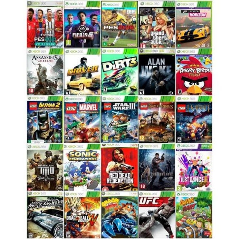 kit 5 jogos Xbox 360
