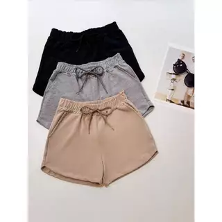 kit short 3pcs moletinho de verao cordao feminina