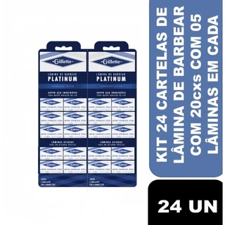 Kit com 24 un de Cartela de Lâminas De Barbear Gillette Platinum 05 Unid Original (480 caixinhas)