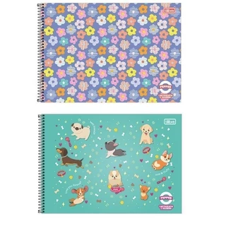 Caderno Espiral Cartografia 275mm x 200mm Feminino e Masculino e Desenho Capa Mole 40 Fls FOLHAS Pepper Tilibra Para Artes