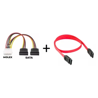 Kit - Cabo Adaptador Molex Y Sata Splitter Fonte + Cabo Sata