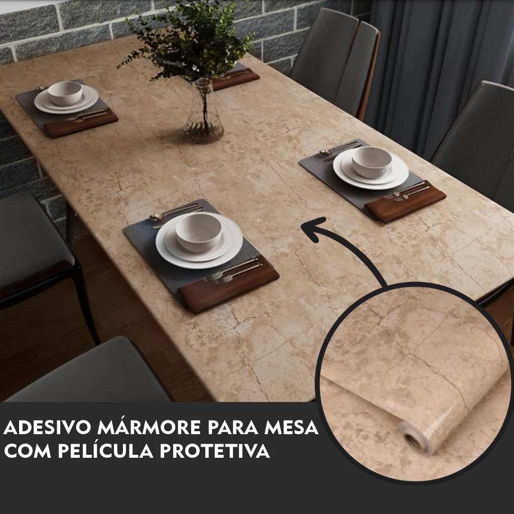 200x120 cm Adesivo Vinil Mármore Para Mesa de Madeira e Vidro Com Película Protetiva + Espátula Para Aplicação