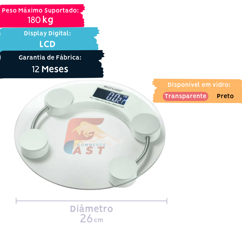 Balança Corporal Digital Peso ate 180kg Multilaser EatSmart - Escolha a ...