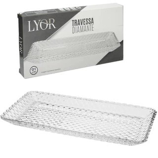 Travessa de Cristal Diamante 25x13X2cm