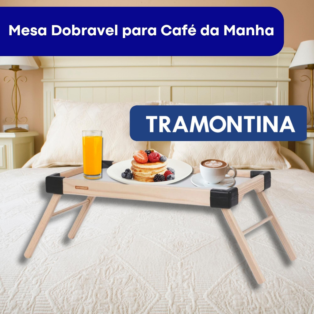 Bandeja Small em Madeira Maciça com Pés Dobráveis Tramontina - 91390108