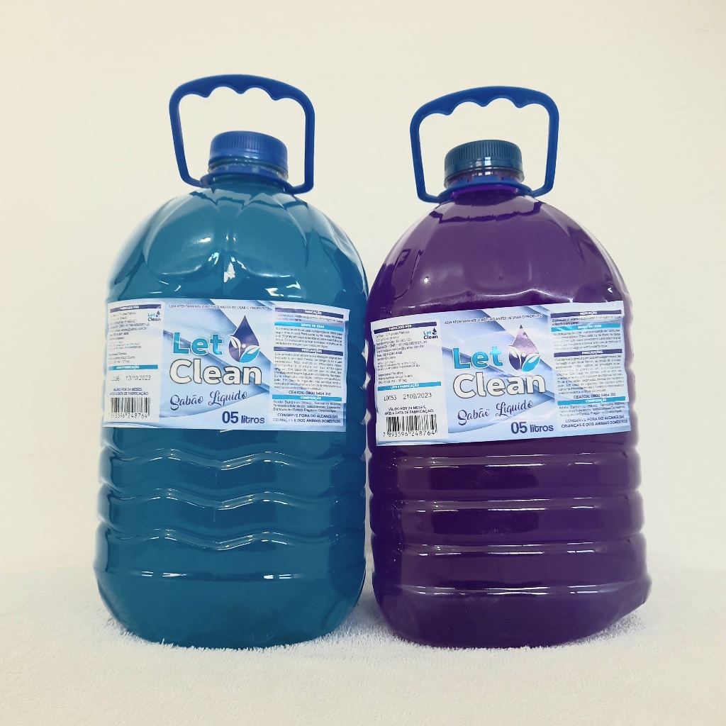 Kit 1 Lava Roupas Sabão Líquido Let Clean 5L Azul + 1 Lava Roupas Sabão ...