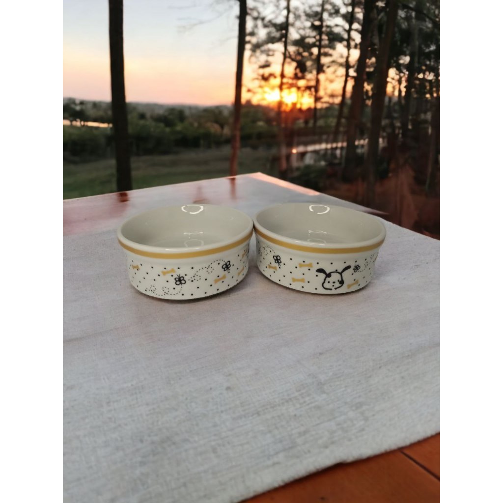 pote comedouro bebedouro em porcelana para cachorro 330ml decorado 2 unidade pet