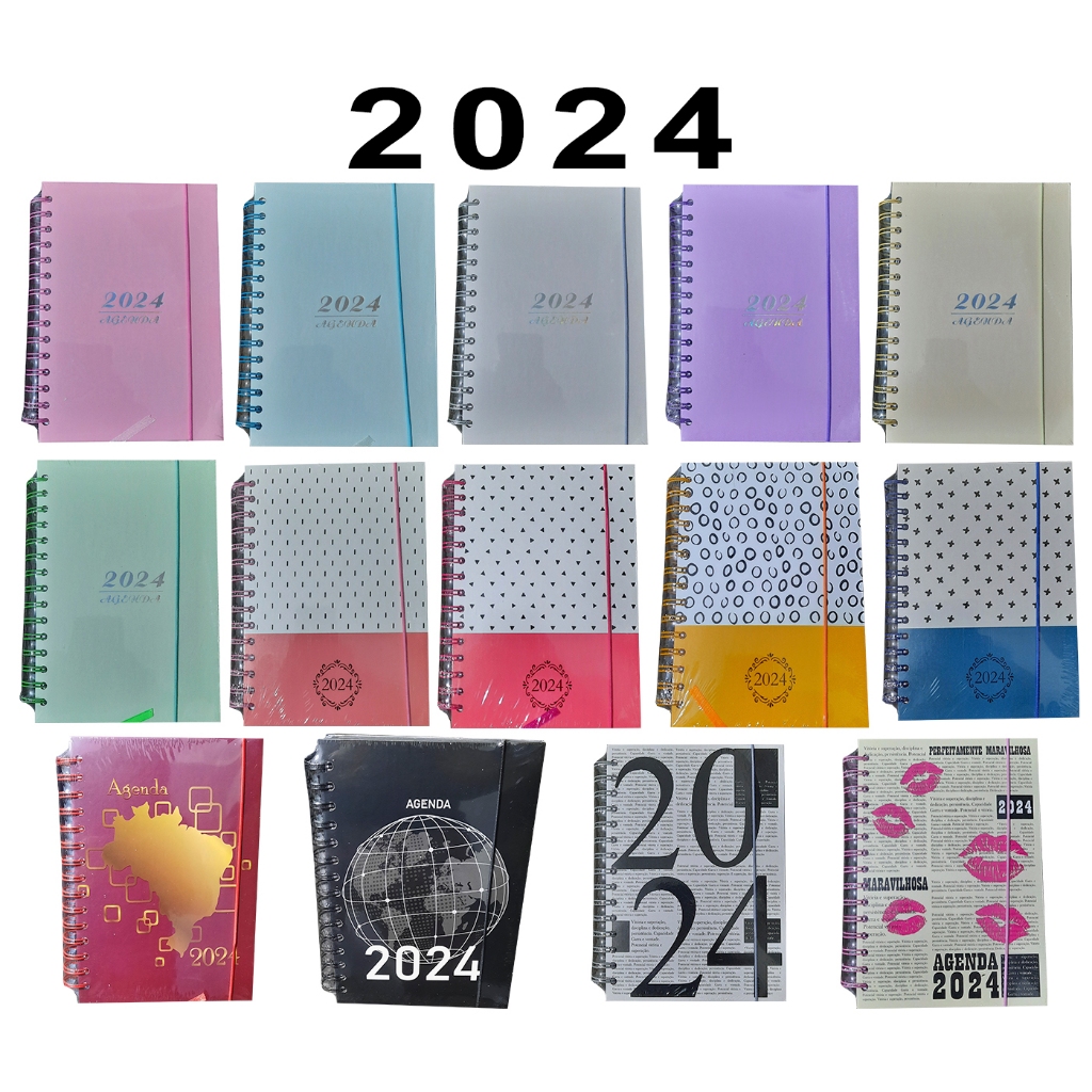 Agenda 2024 Grande 14,5cmX21cm Datada 167 folhas Capa dura
