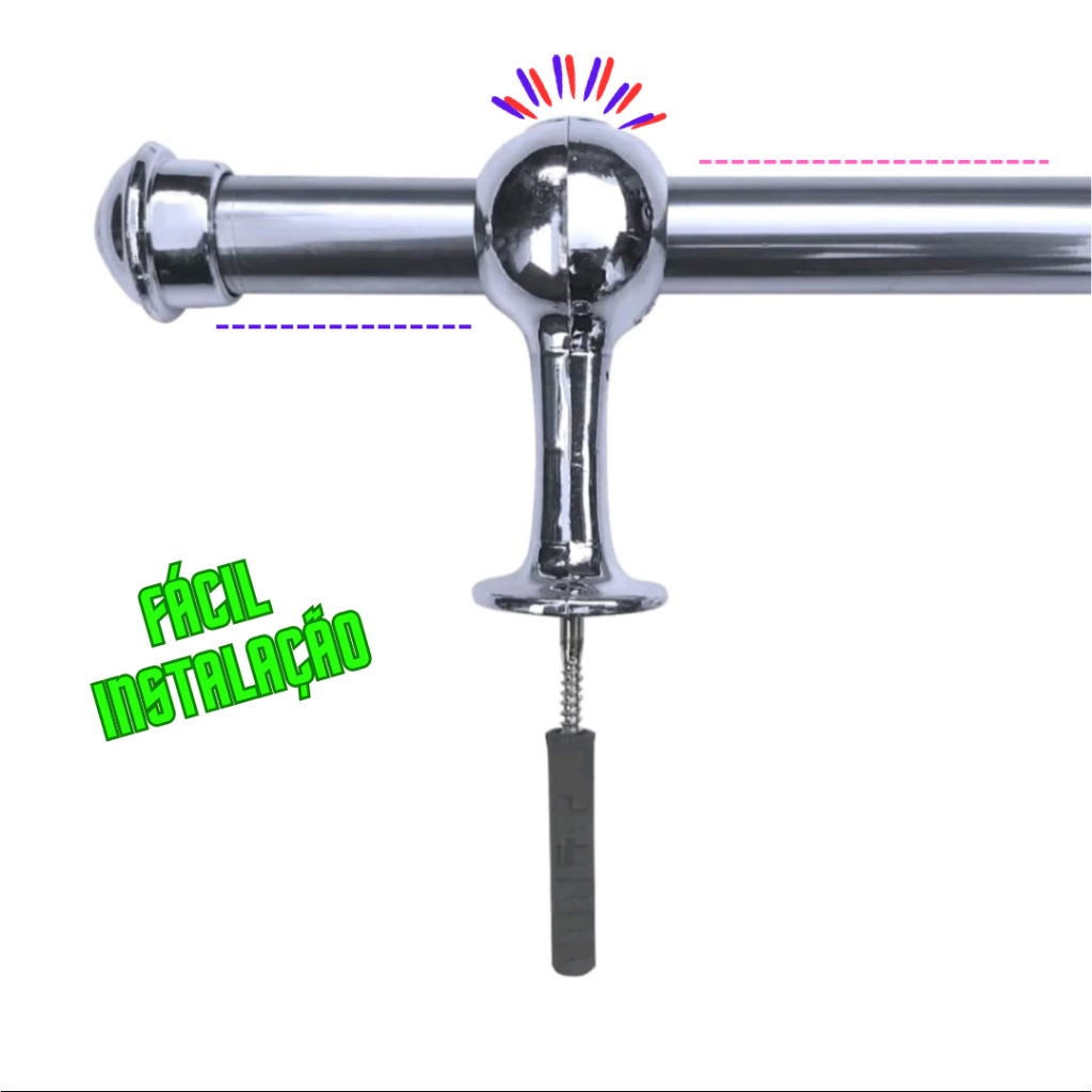 Varão de cortina Cromado 3,00 metros 28mm (Grosso)