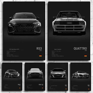 Quadro Cartaz Alemão Pop Fotografia Automóvel, RS3, Luxo Estético, R8, C8, Supercarro, GTR, SUV,Arte mural, Casa, Motorista, Room Decor