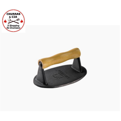 Prensador Amassador para Bife Hambúrguer de Ferro Fundido