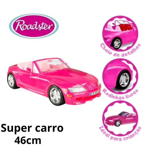Carro Para Boneca Barbie Rosa Conversível BMW Original 46cm Grande Cabe duas Bonequinhas Brinquedos de Menina