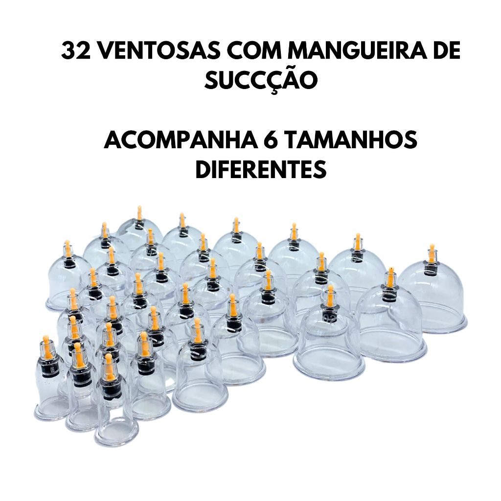 Kit 32 Copos Ventosas Terapeuticas Ventosaterapia Massagem com Bomba ...