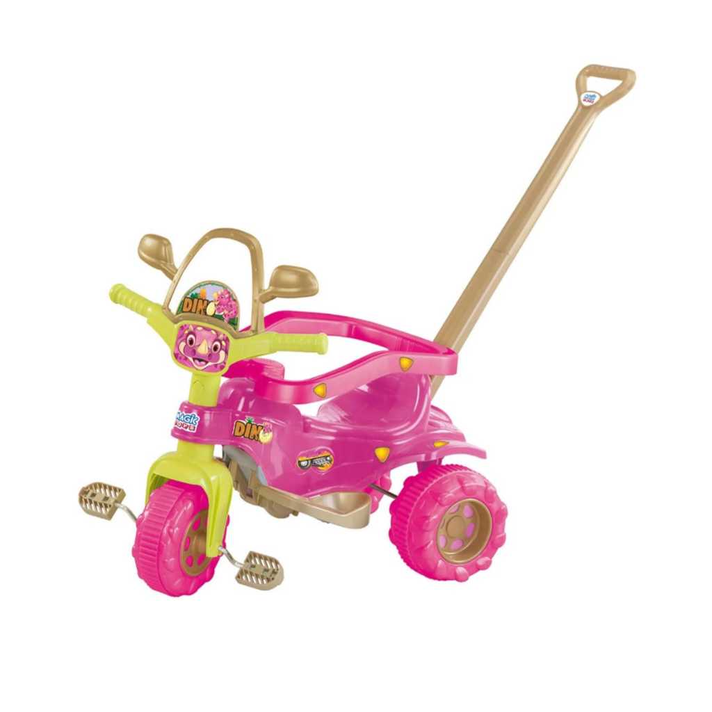 Triciclo Infantil Kemotoka Baby Dog C/ Haste Removível Proteção Lateral  Pedal Apoio p/ os Pés Chave que gira Motoca Menino Menina Suporta até 25kg  - Kendy - Velotrol e Triciclo a Pedal 