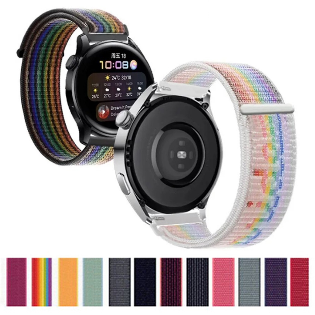 Pulseira 22mm de Nlyon Velcro para haylou gst/amazfit gtr 2/mi watch color/garmin active/Vivoactive 4/Ticwatch Pro 3/Forerunner 745